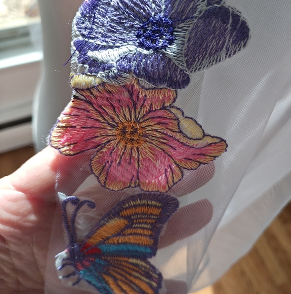 White Veil with Colorful 3D Floral Embroidery main image 9